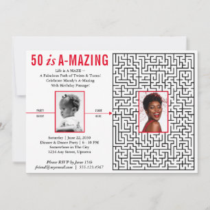 50 är Roligt Modern Maze Design, Anpassningsbar Ph Inbjudningar