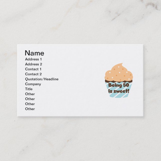 50 är sötsaker, T-shirts och gåvor Visitkort (Framsida)