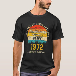 50-årig född i maj 1972 Vintage 50:e födelsedagen T Shirt