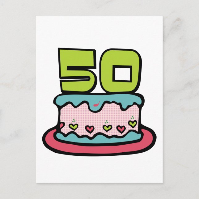 50-årig födelsedagskaka vykort (Framsida)