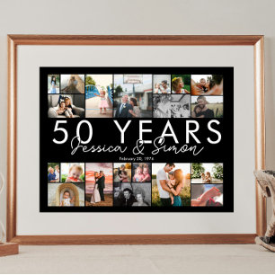 50-årig guldårsdag bröllop för fotokollage poster