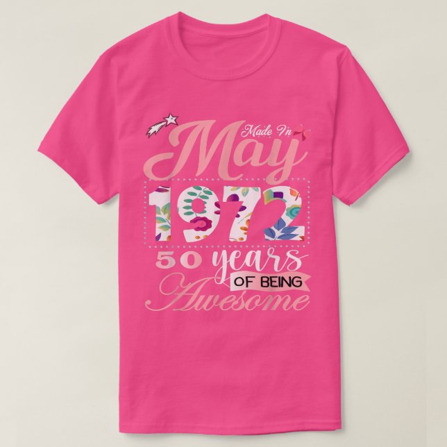 50-årig Made in May 1972 50 Birthday Women B T Shirt (Design framsida)
