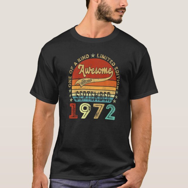 50-åriga Fantastisk sedan september 1972 50:e bir T Shirt (Framsida)