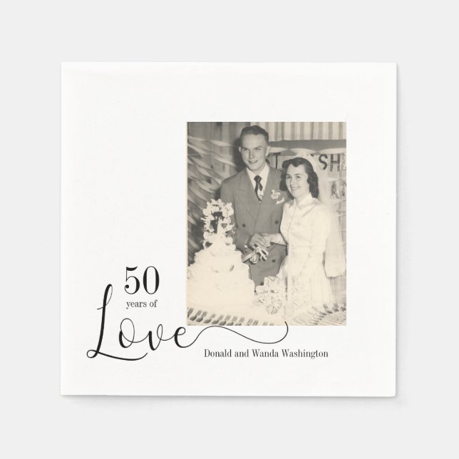 50-åriga foto-jubileumsblöjor pappersservett (Framsidan)