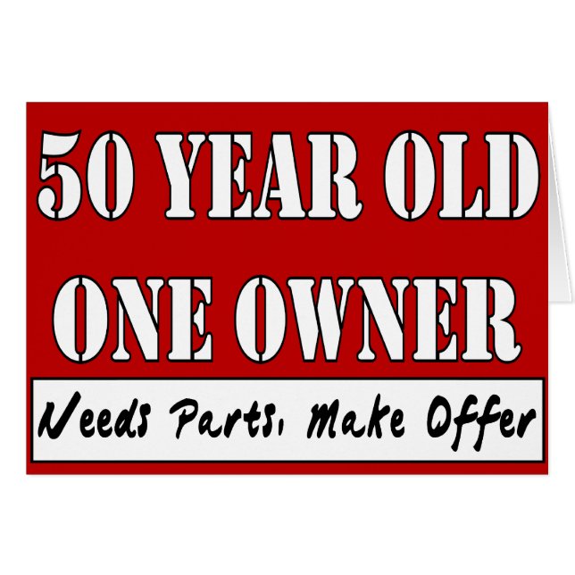 50 årigt, en ägare - behovsdelar, gör erbjudande hälsningskort (Framsidan Horizontal)