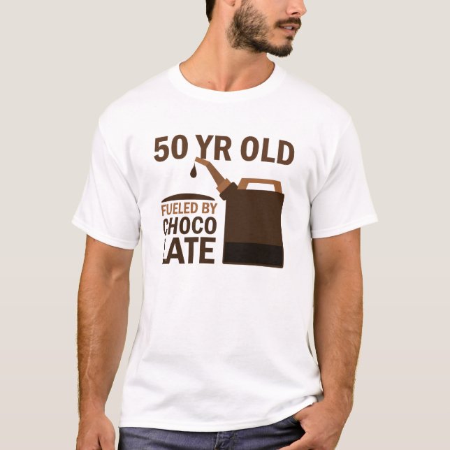 50 årigt som tankas av choklad t-shirt (Framsida)