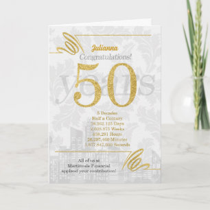 50 års anställd jubileum Affärs Elegans Kort