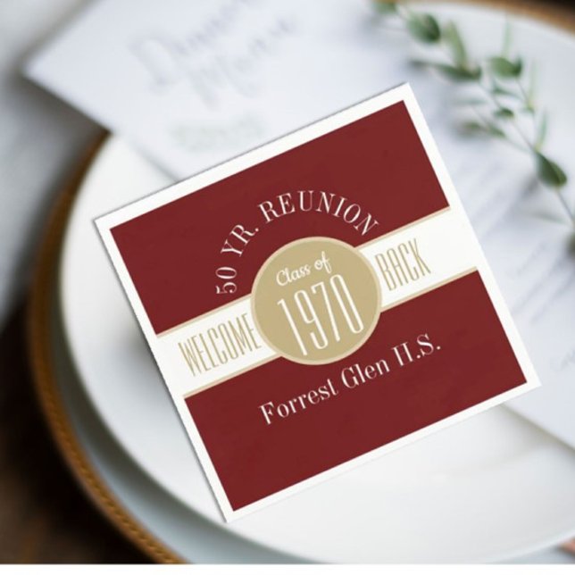 50 års återföreningsvälkomsttid tillbaka pappersservett (Skapare uppladdad)