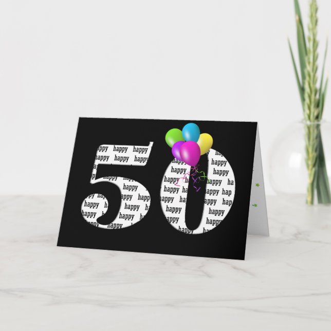 50-års balongbukett kort (Framsida)