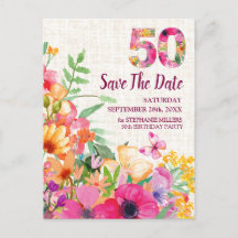 50 års Blommor Blommigt Linen 50:e födelsedagen