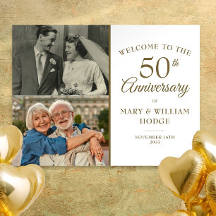 50-års bröllopsdag 2 Foto Välkomstskylt Poster