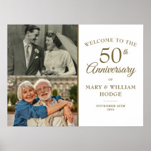 50-års bröllopsdag 2 Foto Välkomstskylt Poster