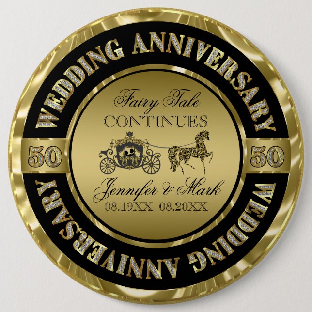 50-års bröllopsdag - Bröllopshäst & vagn Knapp (Framsida)