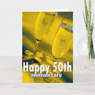 50-års bröllopsdag champagnefirande kort