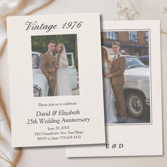 50-års bröllopsdag Fest Förnyelse av Löfte 2 Foto Inbjudningar (50th Wedding Anniversary Invitation)