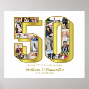 50-års bröllopsdag fotocollage poster
