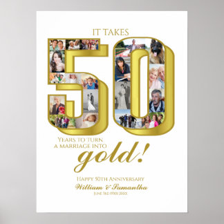 50-års bröllopsdag fotokollage poster