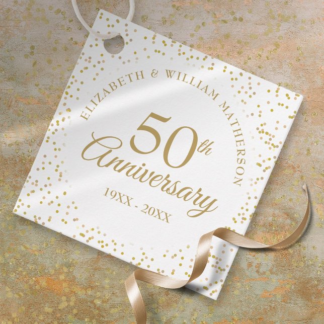 50-års bröllopsdag Guldstoft Konfetti Gåvor Etiketter (50th Wedding Anniversary Gold Dust Confetti Favor Tags)