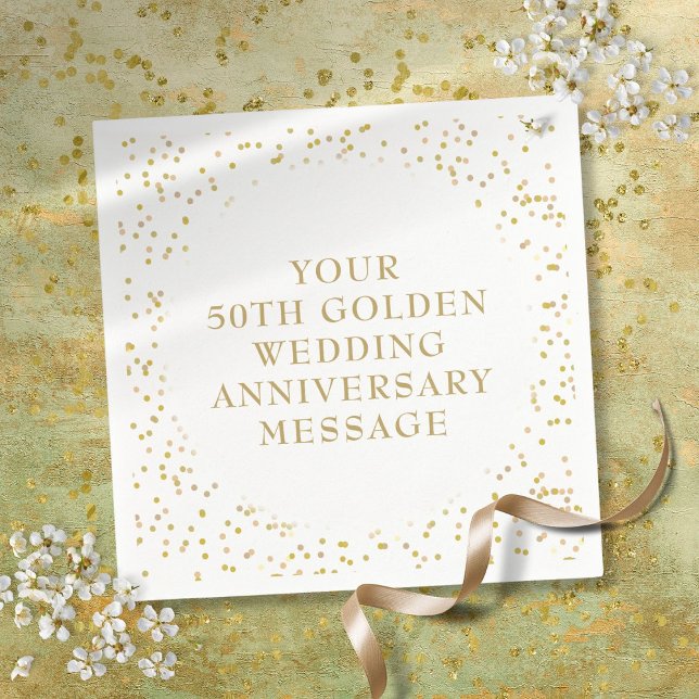 50-års bröllopsdag Guldstoftkonfetti Pappersservett (50th Wedding Anniversary Gold Dust Confetti Napkins)