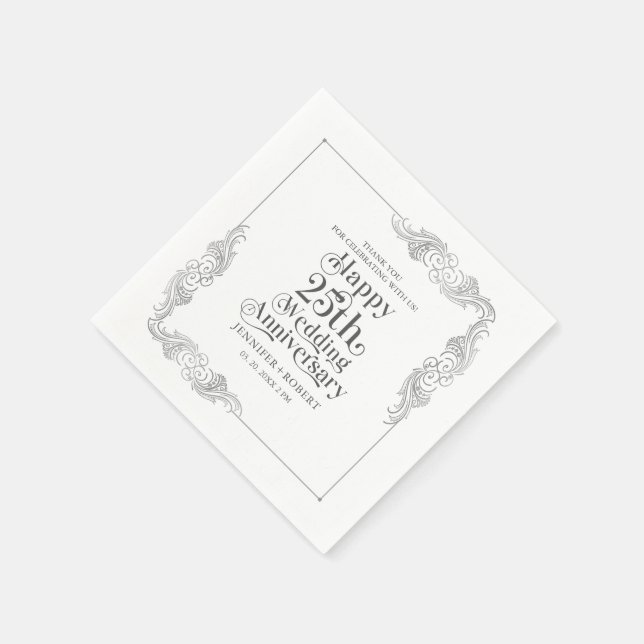 50-års bröllopsdag Guldtypografi Pappersservett (Hörn)