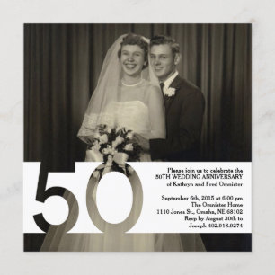 50-års bröllopsdag inbjudan 5.25 x 5.25