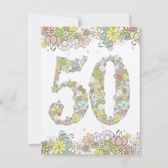 50-års Bröllopsdag Jubileumsfirande Blommig Inbjud Inbjudningar (Framsida)