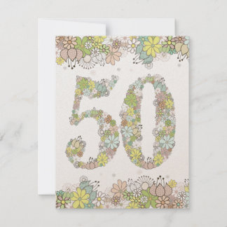 50-års Bröllopsdag Jubileumsfirande Blommig Inbjud Inbjudningar