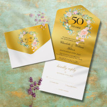 50-års bröllopsdag Monogram Blommig Guld