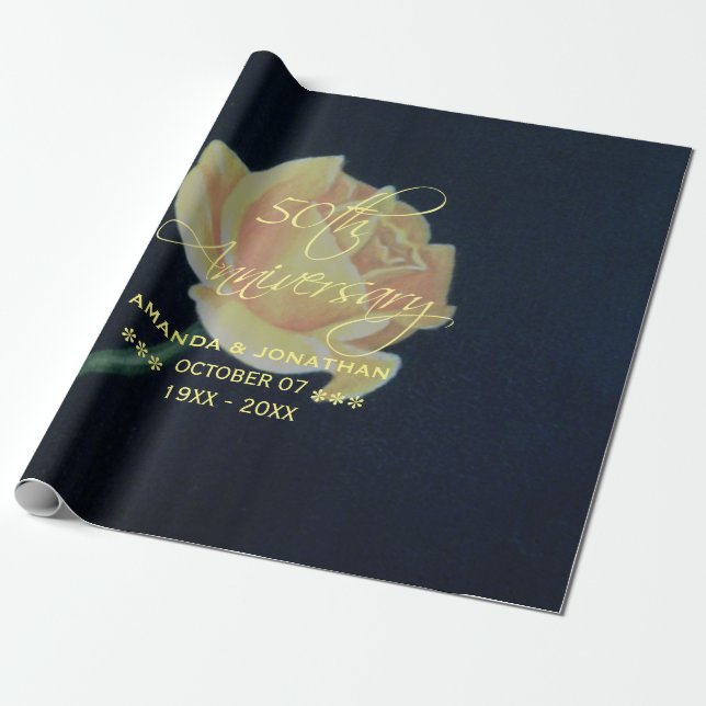 50-års bröllopsdag ros presentpapper (Utrullad)