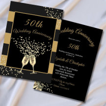 50-års bröllopsdag Svart Guld Chic Elegant