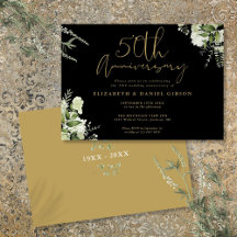 50-års bröllopsdag Svart och guld blommor