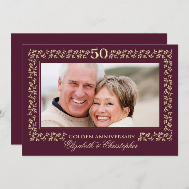50-års bröllopsdagsfest | Anpassad bild Inbjudningar (Fram/baksida)