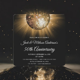50-års bröllopsfest Guld Disco Boll Inbjudningar