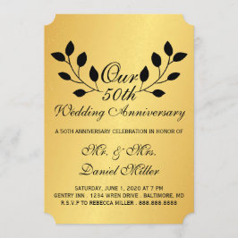 50-års bröllopsfest guld inbjudan