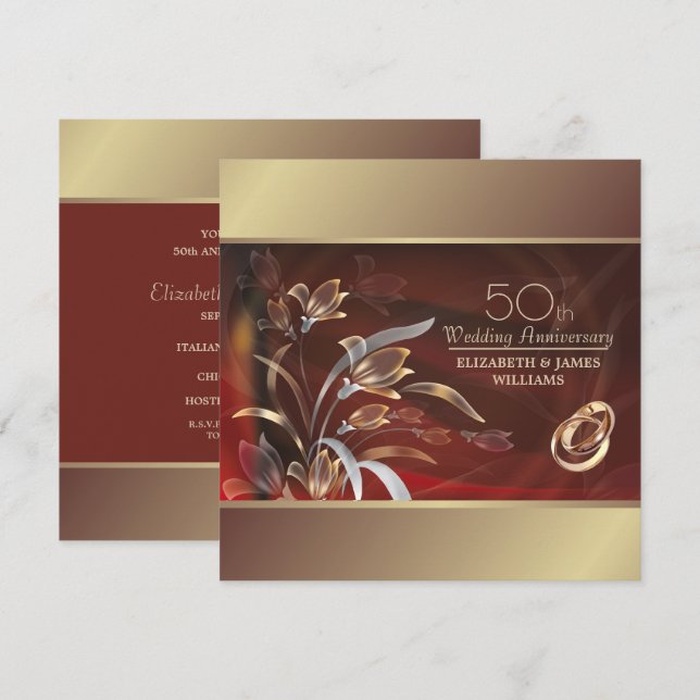 50-års bröllopsfest  inbjudningar (Fram/baksida)