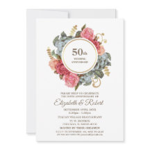 50-års bröllopsfirande inbjudningskort