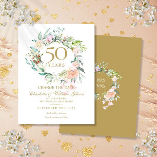 50-års bröllopsjubileum Ändra datum Blommig Meddelande Vykort