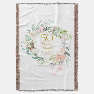 50-års bröllopsjubileum Blommig krans Filt