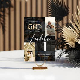 50-års bröllopsjubileum Då & Nu fotokollage Bordsnummer