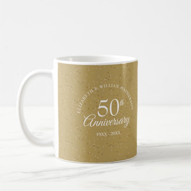 50-års bröllopsjubileum Elegant guldstoft Kaffemugg (Vänster)