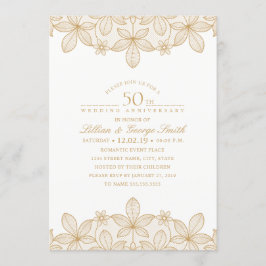 50-års bröllopsjubileum Elegant gyllene spets Inbjudningar
