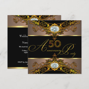 50-års bröllopsjubileum Elite Coffee Black Gold 2 Inbjudningar