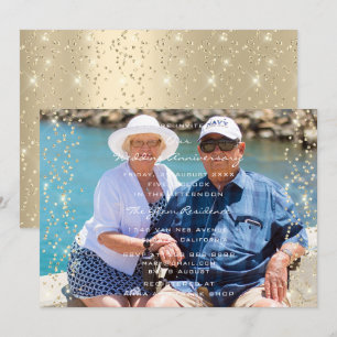 50-års bröllopsjubileum Foto Guld Konfetti Familj Inbjudningar