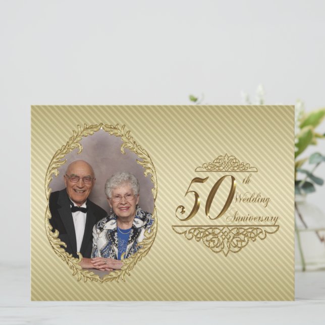 50-års bröllopsjubileum Foto Inbjudningskort (Stående Fram)