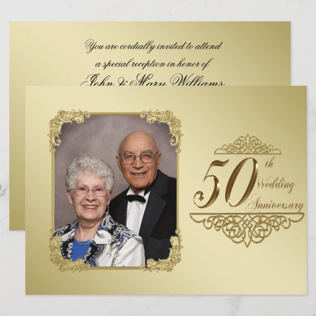 50-års bröllopsjubileum Foto Inbjudningskort (Fram/baksida)