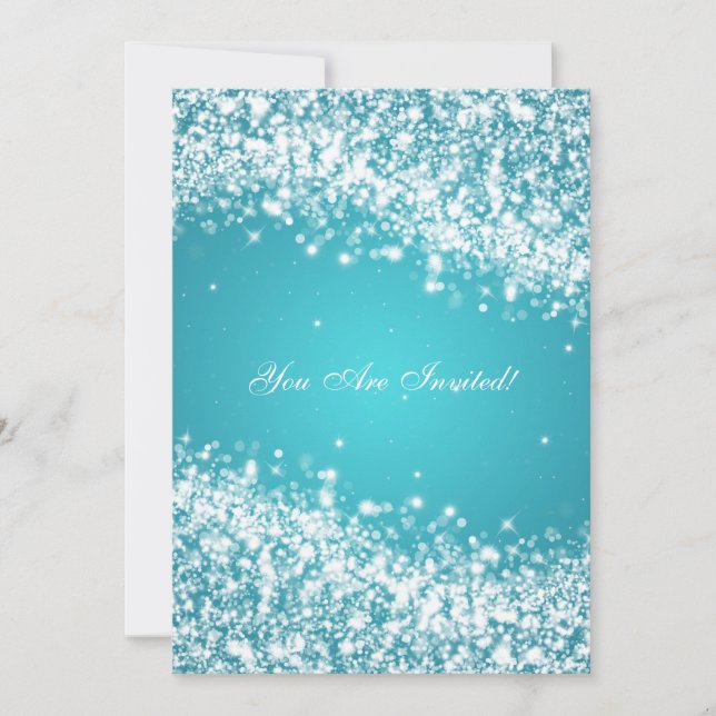 50-års bröllopsjubileum Gnistrande Våg Blå Inbjudningar (Framsida)