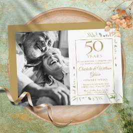 50-års bröllopsjubileum Grönska Foto Inbjudningar