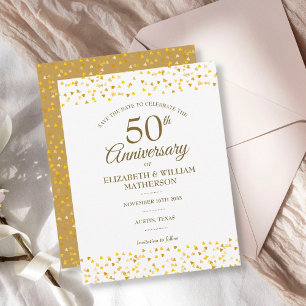 50-års bröllopsjubileum Guldhjärtan Konfetti Spara Datumet