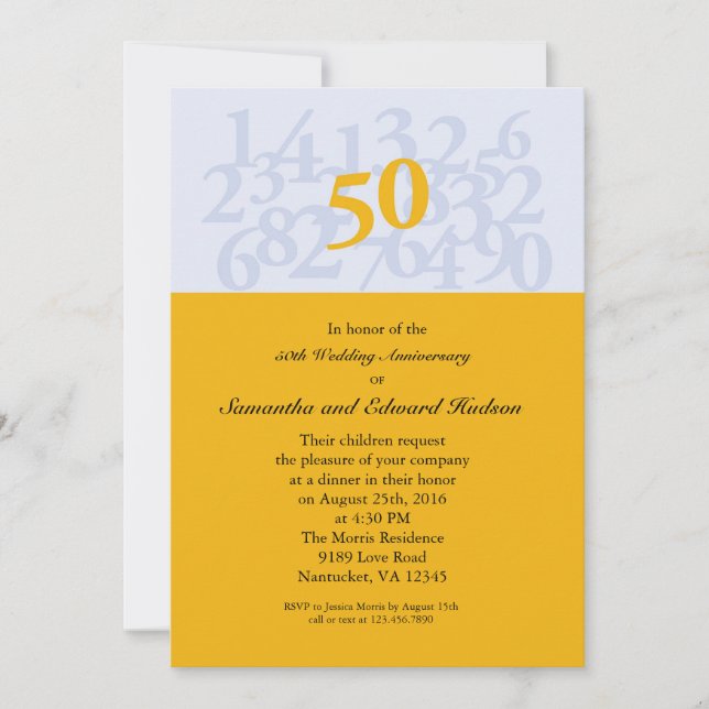 50-års bröllopsjubileum inbjudan (Framsida)