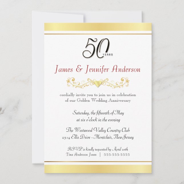 50-års bröllopsjubileum-inbjudningar inbjudningar (Framsida)